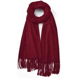 Women's Wine Red Winter Cashmere Feel Plaid Scarf Pashmina Shawls And Wraps
